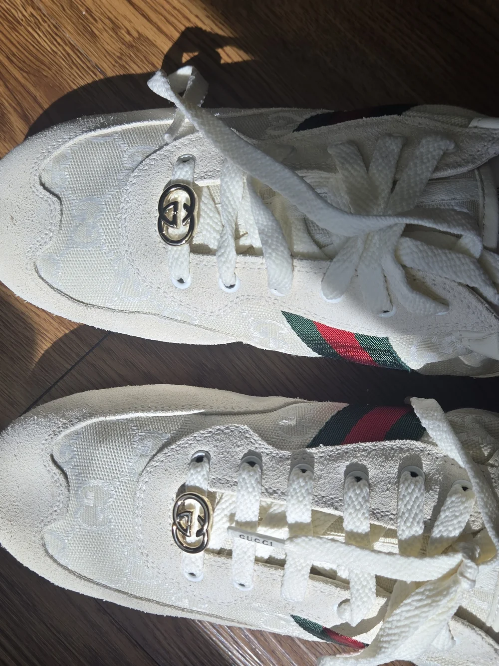 Gucci Women's Shift Sneaker - White with Green & Red Stripe